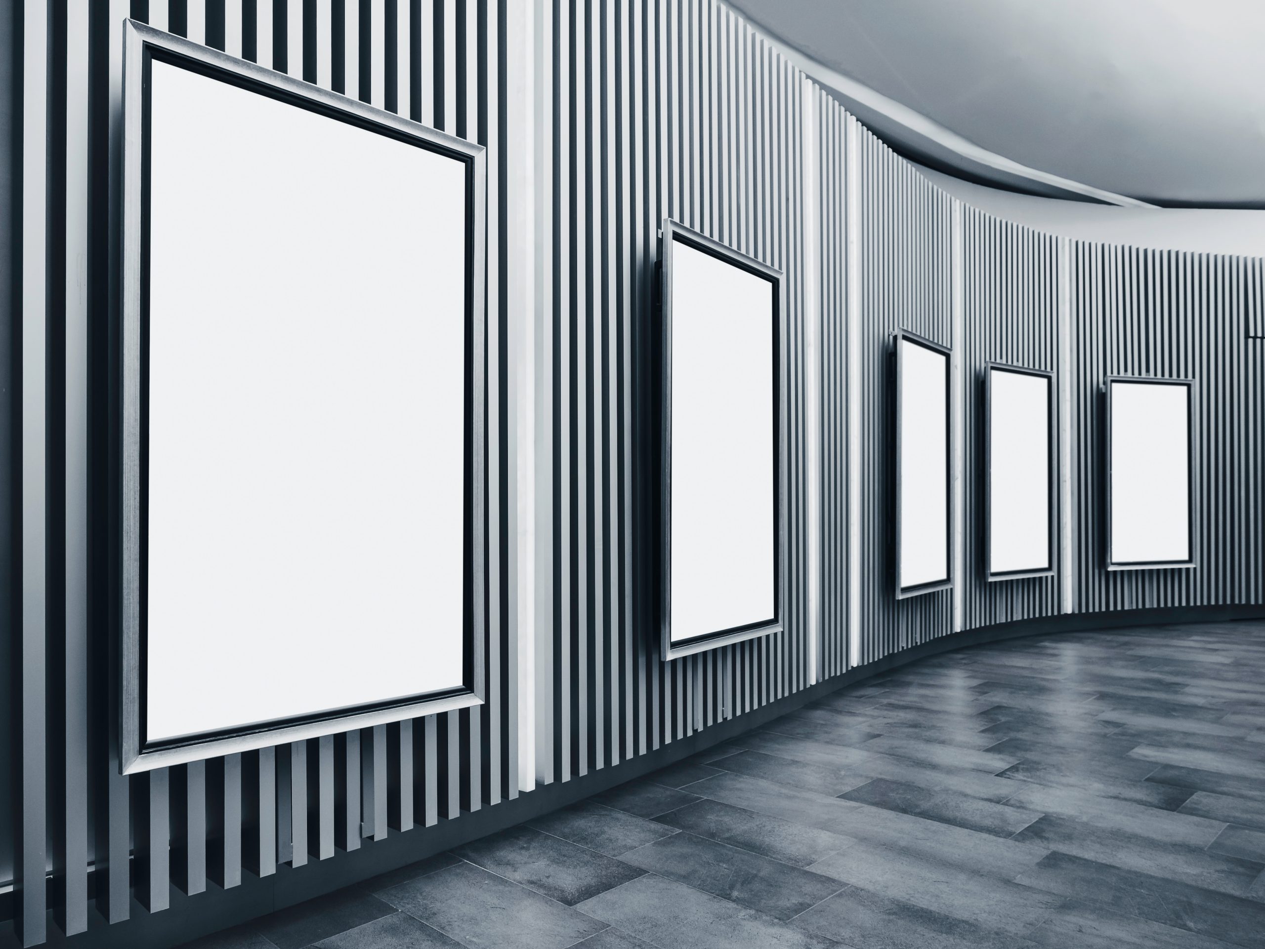 Mock up Posters frame on wall Media Indoor building Blank frame